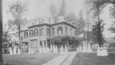 Nurses in front of Nurses' Home